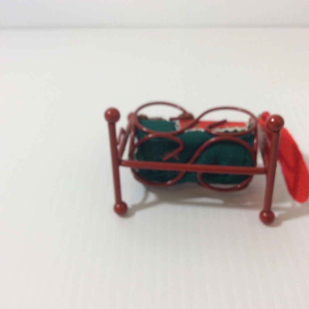 Miniature Bear in Bassinet Bed Christmas Decoration Ornament Swings Stocking 3" - Picture 5 of 12